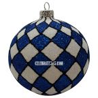 Thomas Glenn Holidays Ornament, Blue & White Harlequin